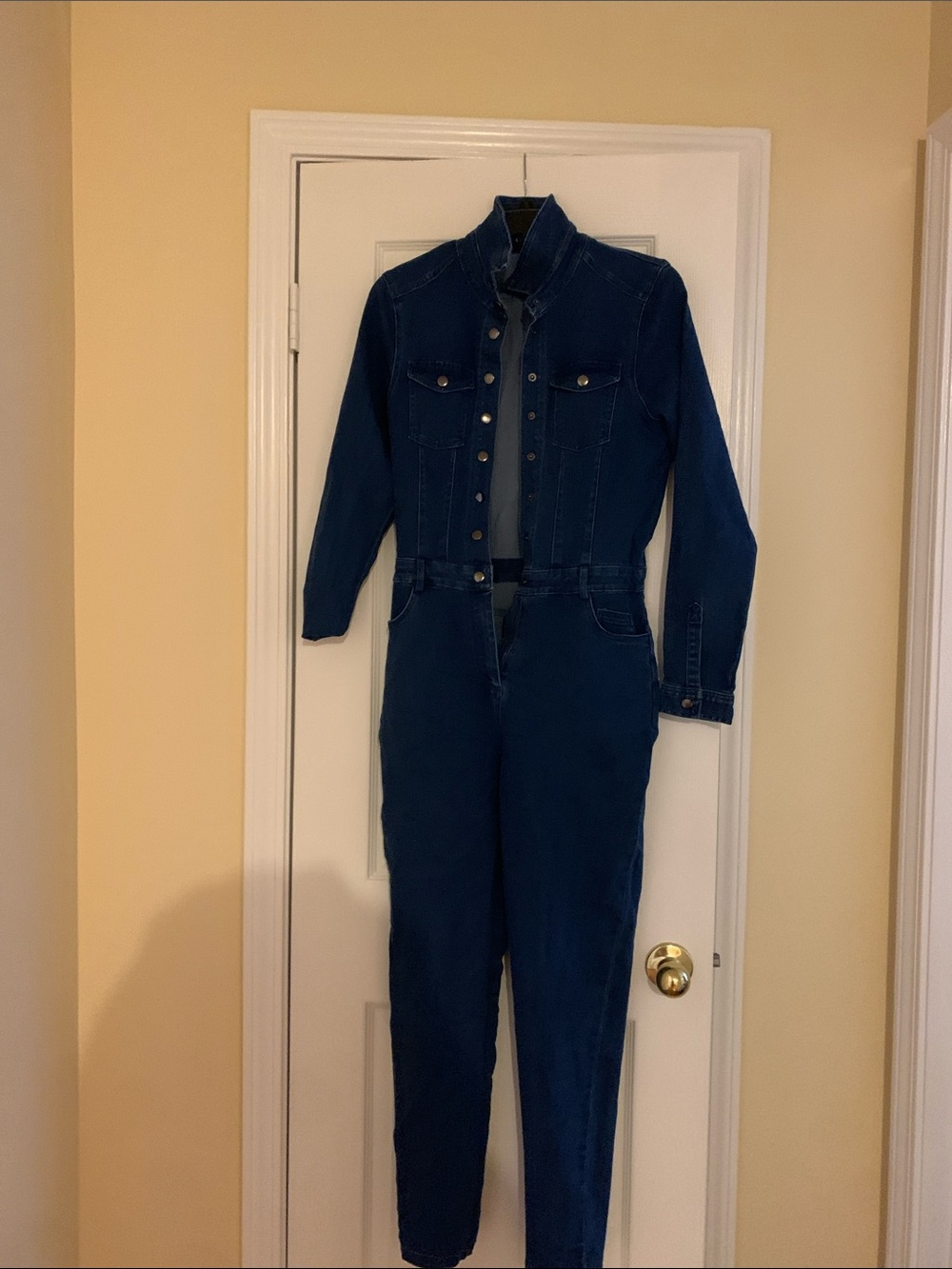 Dark Blue Denim Utility Jumpsuit - Women's One-Piece